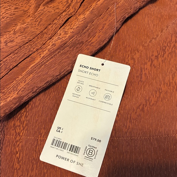 Athleta Burnt Orange Echo Shorts 5” New Size 4 Quick Drying Breathable  $79 - Picture 3 of 5